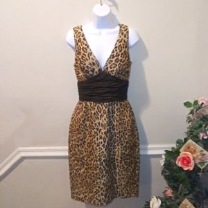Vintage 90's Nicole Bakti Sexy Leopard Print Silk Brocade Cocktail Dress